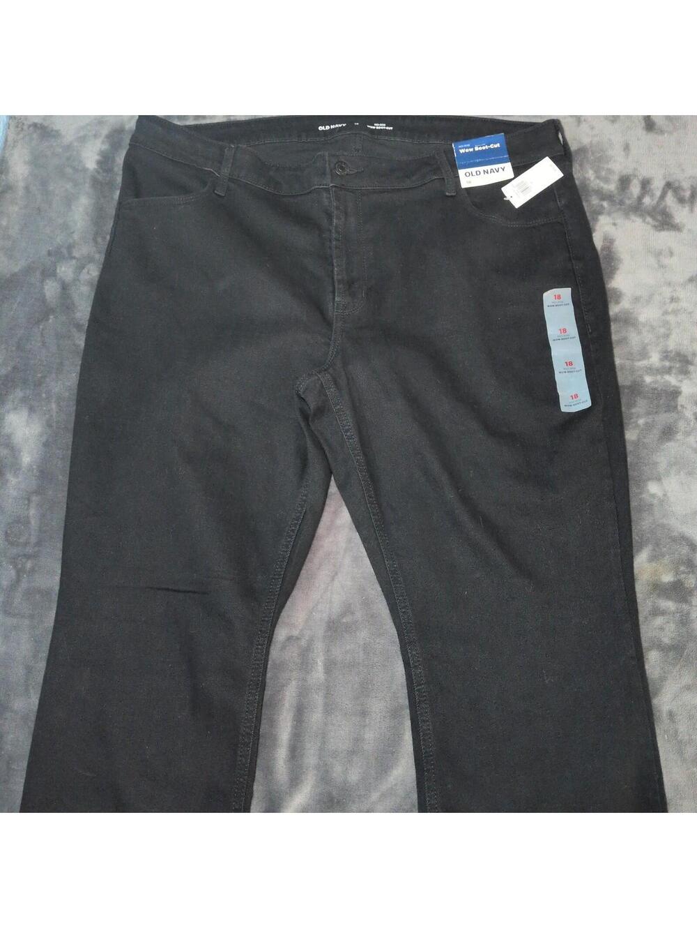 Old Navy Women Mid-Rise Wow Boot-Cut Black Denim Jeans Size 18 Plus Stretch